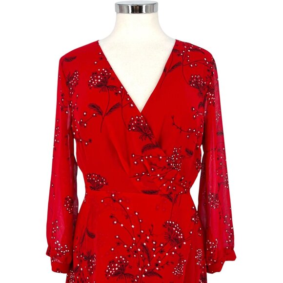 Madewell Hazelwood Wrap-Front Mini Dress Windswept Floral Red Size 8 NWT - Picture 2 of 13